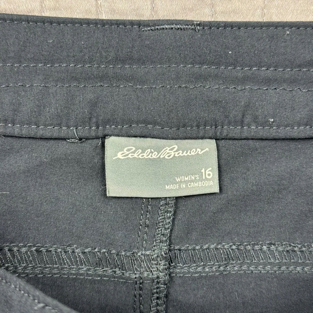 Eddie Bauer Tech Capri Pants Womens 16 Black Hiking Outdoor Camping Granola